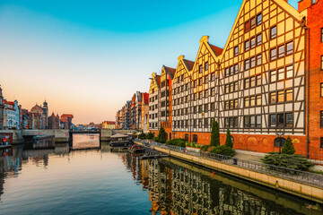 Gdansk with Motlawa river in Poland. Old town colourful house with main square. © Zedspider