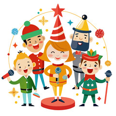 Christmas karaoke night microphone singing celebration isolated on white background isolated on transparent background