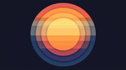 Obraz premium A digital illustration of a sun with concentric circles of orange, yellow, and red.