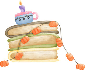 book loaf and pumpkin lamp Halloween decoration