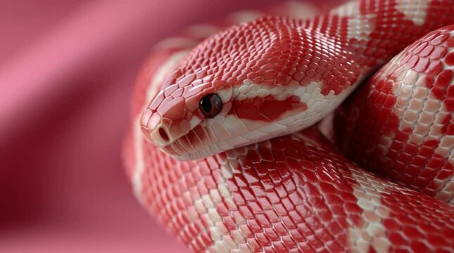 Close-up of a red python in a studio shot