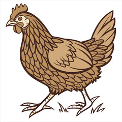 Hen Vector Illustration. Hen Clipart. Brown Hen Illustration – Farm Animal Vector. Brown Hen Illustration. Brown Chicken Clipart. 