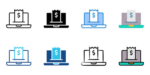 Online payment icon set multiple style collection 
