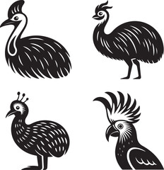 Exotic Bird Silhouette Vector Art