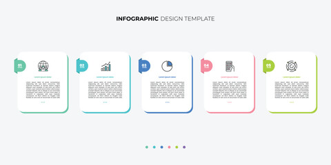Modern Timeline Creator infographic template. 5 options timeline journey, calendar Flat simple infographics design template
