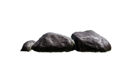 Dark Wet Boulders Partially Submerged in Turquoise Water with Splashes, cut out transparent