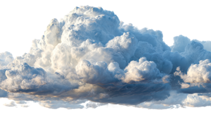 Massive Cumulonimbus Cloud Formation Illuminated by Golden Hour Sunlight, cut out transparent