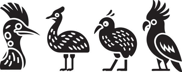 Exotic Bird Silhouette Vector Art