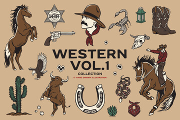Western Cowboy Hand Drawn Illustration