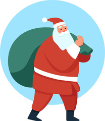 Santa claus delivering gifts winter wonderland christmas art element