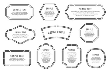 フレーム　破線　線　シンプル　イラスト　ベクター　バリエーション　横長　あしらい　装飾　飾り　バナー
