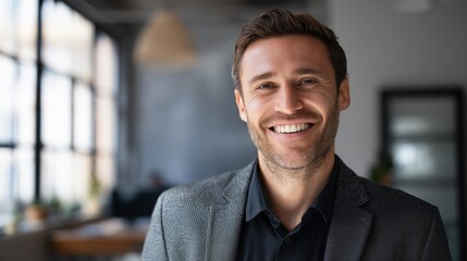 Obraz premium Businessman in office,modern interior background,copy space concept,mockup template.