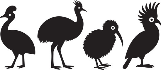 Exotic Bird Silhouette Vector Art