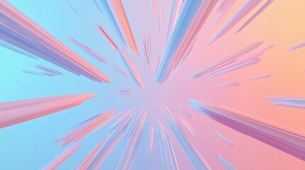 A vibrant abstract composition featuring overlapping pink and blue lines radiating outwards from the center.