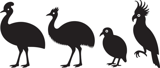 Exotic Bird Silhouette Vector Art