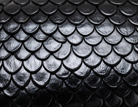 Close-up view of a dark, textured, fish-scale pattern