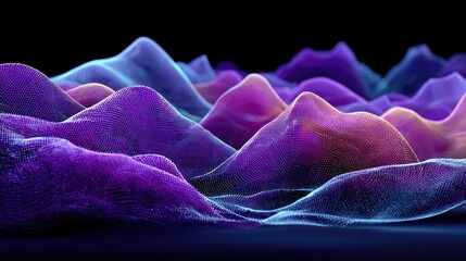 Abstract landscape of vibrant, glowing hills
