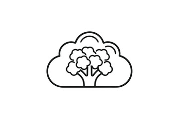 Broccoli Outline Icon in Format on White Background Fresh & Healthy Food