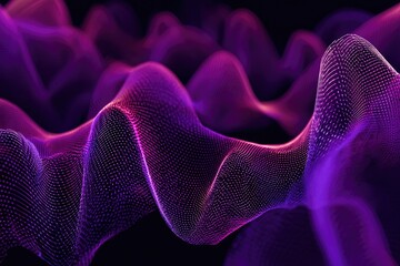 Abstract digital wave patterns in vibrant purples and pinks