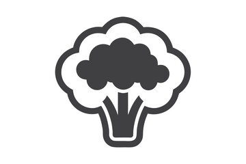 Broccoli Simple Dark Silhouette Isolated Shape Icon on White Background