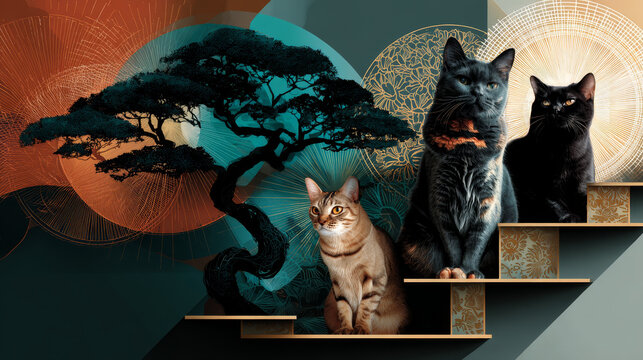 cat tree simple model, vector illustration of cat trees