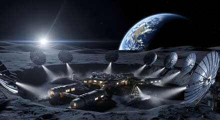 Asteroid Mining Ventures modular base and refinery in crater outpost