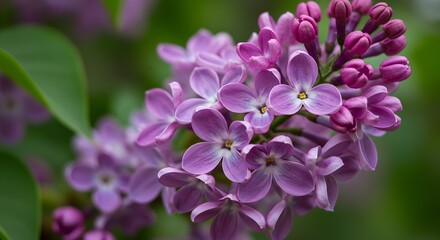 Closeup purple lilac blossoms