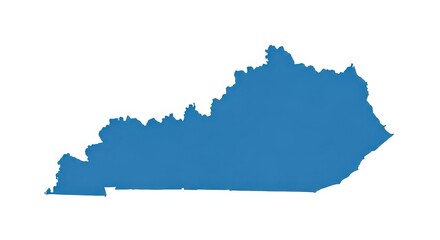 Detailed Kentucky State Map Illustration, Blue Silhouette on White Background