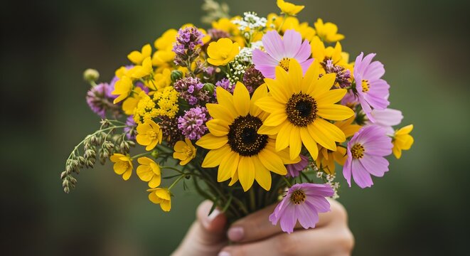 Colorful flower bouquet in hand