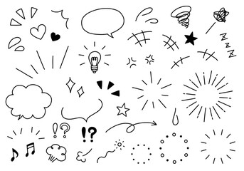 手書きの漫画風装飾・ふきだしセット