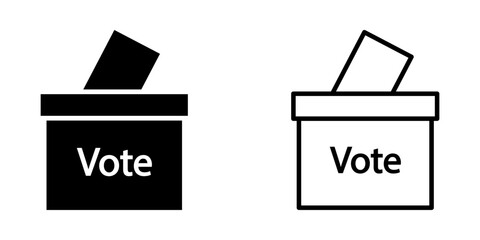 voting ballot box set icon on white background