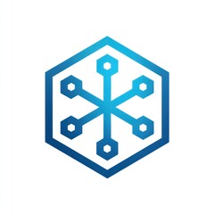 Fototapeta premium Gradient hexagon with tech-style connected shapes