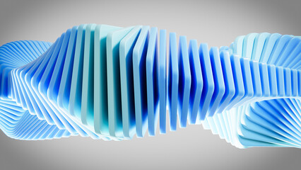 Abstract blue wavy structure rotating on gradient background