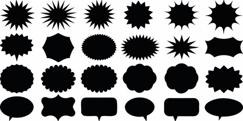 Collection of starburst price flash sale sticker and speech bubble shapes