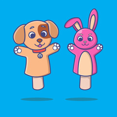  A cute and playful hand puppet illustration, perfect for children's books, stickers, and kids' products