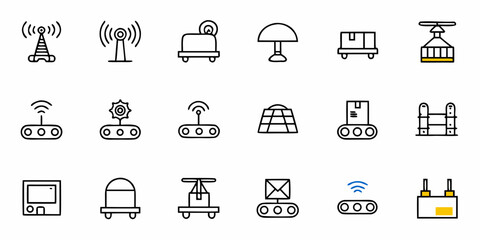 Modern automation and logistics icons convey smart factory technology for seamless operations