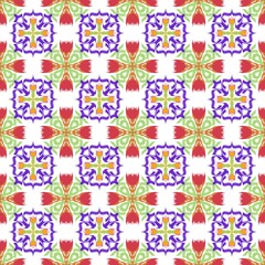 Floral Ornament: Repeating Decorative Motif in Vivid Colors