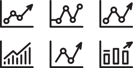 Line graphs and bar charts illustrating upward trends data