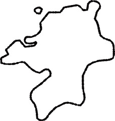 手描きのゆるい福岡県の地図イラスト