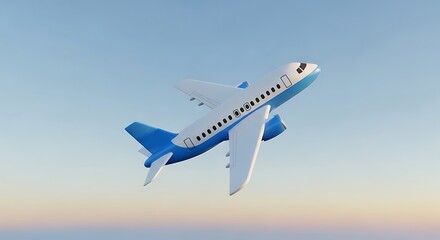 Fototapeta premium Airplane Ascending in Clear Sky Aviation Concept