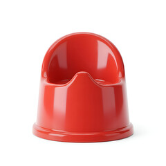 Fototapeta premium Red child's potty in a studio setting. Potty in neutral pose with a plain white background. Product for child's bathroom. Use for website/retail.