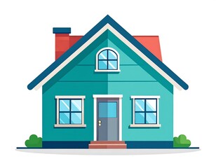 Cartoon teal house illustration