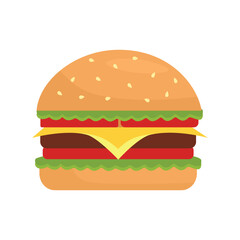 Beef burger illustration. Cheese burger. Hamburger. Fast food. Restaurant food.