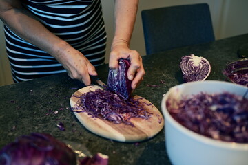 Vibrant Cabbage Preparation A Culinary Art in Progress