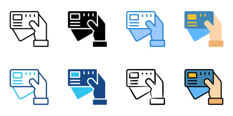 credit card icon set multiple style collection 
