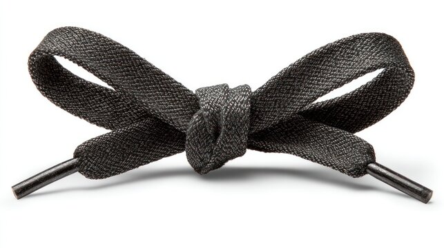 Dark shoelaces tied in a bow