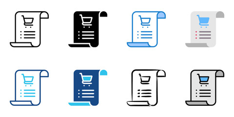 receipt icon set multiple style collection 
