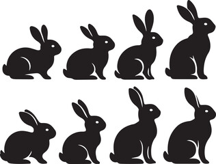 Fototapeta premium Cute Rabbit Silhouette Vector Set