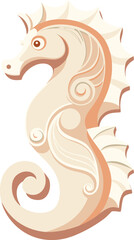Elegant Seahorse Illustration with Decorative Swirls and a Warm Color Palette on white background