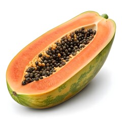 Giant Papaya Lush Golden-Orange Tropical Beauty with Smooth Elongated Form and Subtle Shine on White Background Highlighting Juicy Sweetness, Exotic Freshness, and Minimal Style